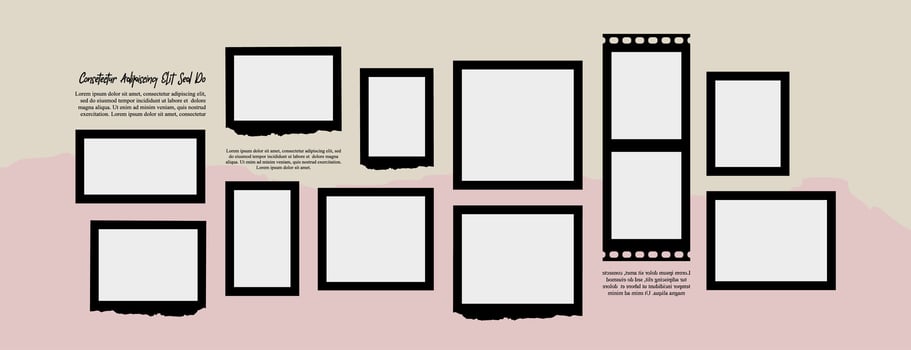 abstract photo frames and digital photo wall template vector