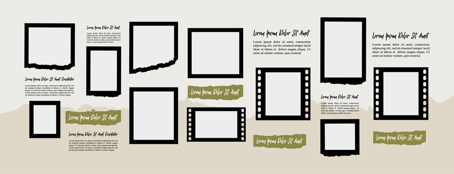 grid digital photo wall template vector
