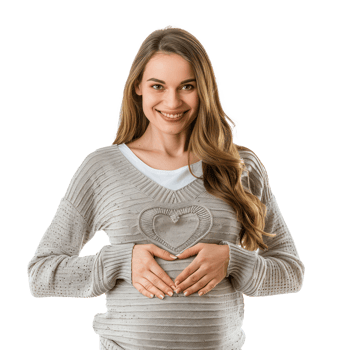 pregnant woman with heart on her stomach png