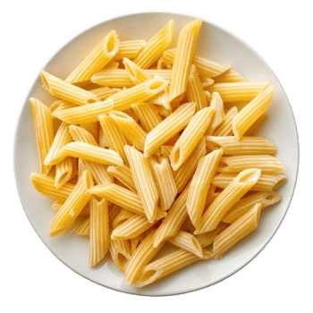 penne pasta on a plate isolate on transparent background png