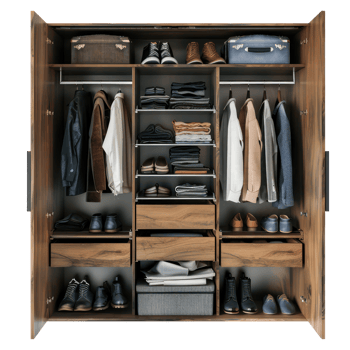 Modern Closet top view full length isolate on transparent background png