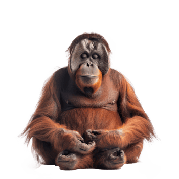 an orangutan sitting in the middle of the ground png