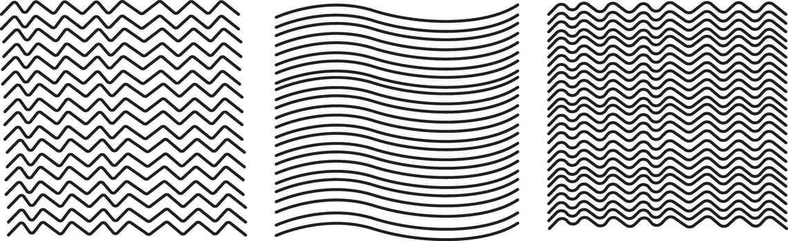 Black Wavy Zigzag Lines Creating Abstract Patterns and Artistic Flowing Wave Designs vector