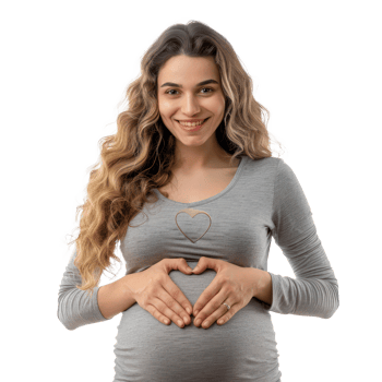 pregnant woman with heart shape on her stomach png