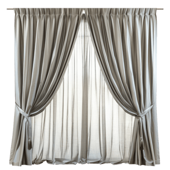Modern Curtains front view full length isolate on transparent background, png