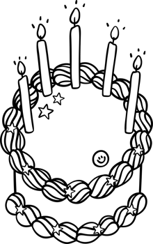 Groovy Birthday Cake Doodle with Candles Coloring Image png