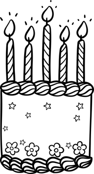 Mint Birthday Heart Cake with Candles Doodle Coloring Image png