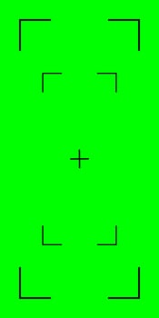 Chroma key green vertical screen with tracking marks. Ideal for VFX in social media videos. template. vector
