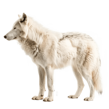 an arctic wolf standing on a transparent background png