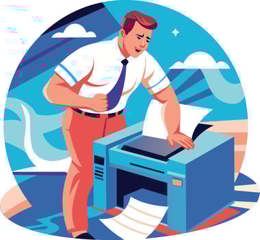 Printing character illustration in flat style vector