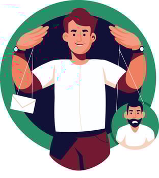 A flat illustration of a work puppet character vector
