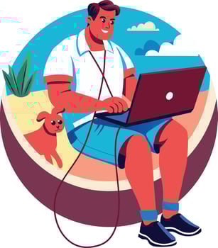 Holiday work illustration of a character in flat style vector