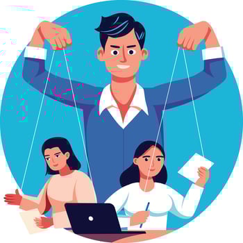 Employee manipulation illustration in flat style vector