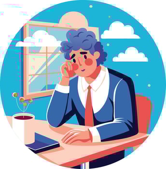 Busy brain flat illustration of a man vector
