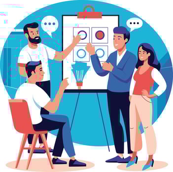 A flat illustration of employee discussion vector
