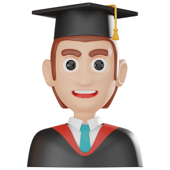 3D Render Graduate Student Avatar for Academic Icon for Education Illustration png