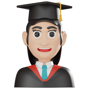 3D Render Graduate Student Woman Avatar for Academic Icon for Education Illustration png