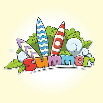 Summer surfing hand drawn colorful illustration vector