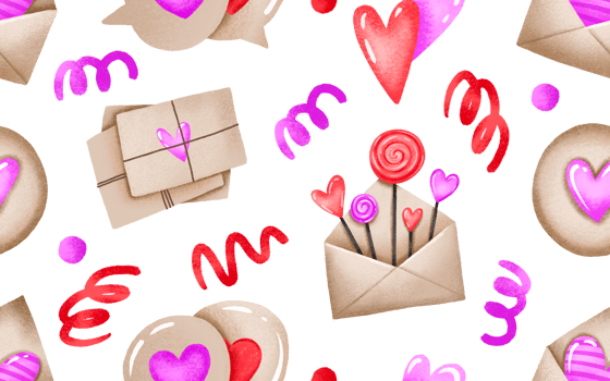 St Valentine day seamless pattern. Love letters, speech bubble, love day. Endless background for 14 february png