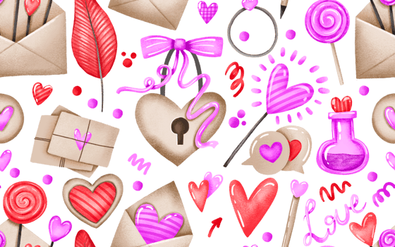 Sweetvers, realationship, love seamless pattern. Hand drawn st Valentines day background. love day pink pattern png