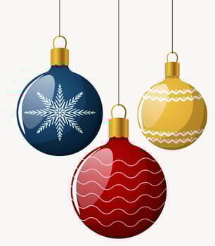 New Year's tree toys. Glass balls with patterns. Holiday illustration. vector