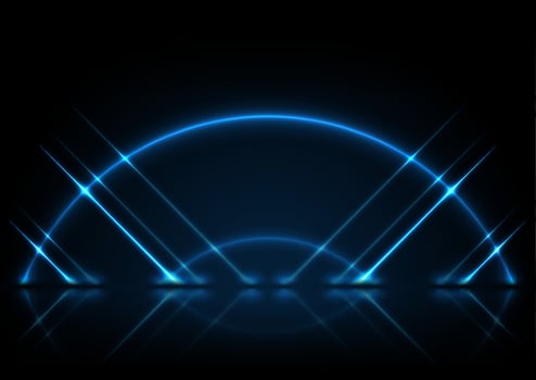 Red neon lines and arc abstract technology background vector