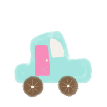 a cartoon blue truck with pink door png