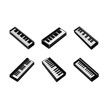 Piano Keyboard with and Linocut Silhouette Design vector