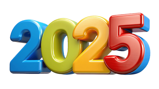 colorful number year 2025 png