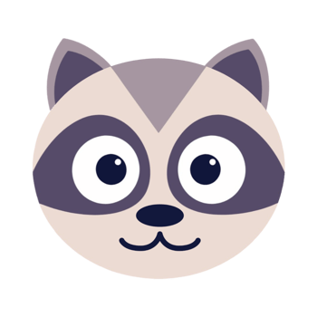 Charming Cartoon Raccoon Face Isolated png