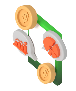 Finance statistic on Mobile isometric style png