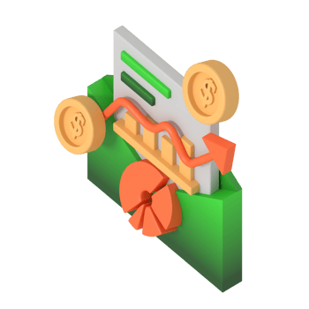Finance statistics on envelope isometric style png