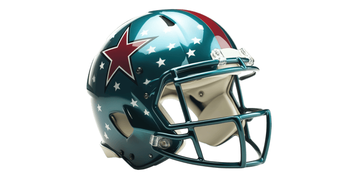 Blue Football Helmet With Star Design Isolated on Transparent Background. png