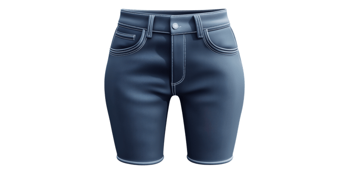 Blue 3D Denim Shorts With Pockets Isolated on Transparent Background. png