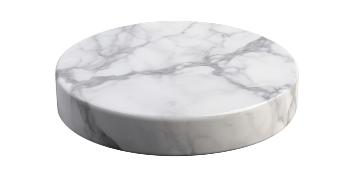 White Marble Circular Slab With Polished Surface Isolated on Transparent Background. png