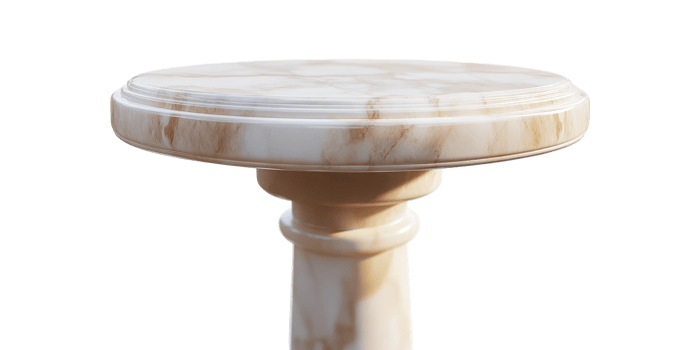 White Marble Pedestal With Polished Surface Isolated on Transparent Background. png