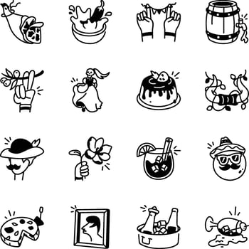 Set of Hand Drawn Spanish Food Icons vector