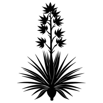 Yucca Plant Silhouetted with Tall Flowers vector