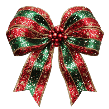 New Year's Eve green and red color bow png