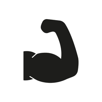 Flexed Muscle Arm Silhouette Icon, Symbolizing Physical Strength And Workout. Fitness And Bodybuilding. Isolated Illustration vector