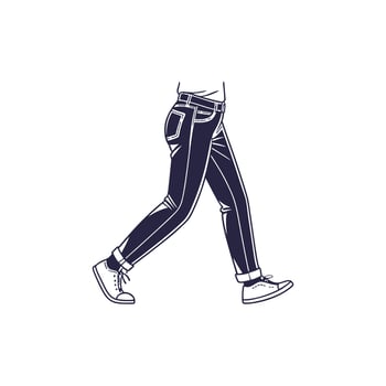 A drawing of a man walking in jeans vector