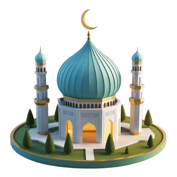 Modern 3D Mosque with Turquoise Dome png