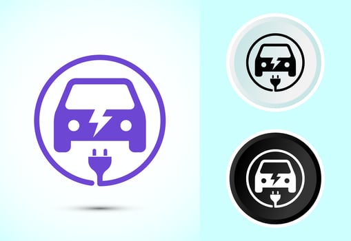 Electric car icon design illustration. Car charging station sign vector