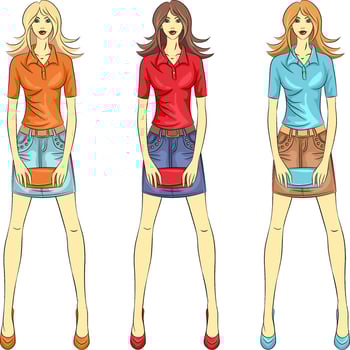 beautiful fashion girls top models vector