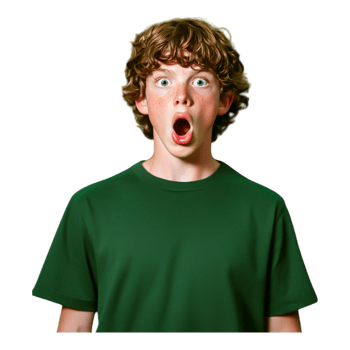 Surprised Young Boy with Curly Hair Expressing Shock and Awe png