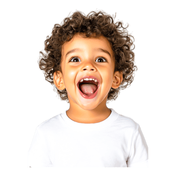 Joyful child laughing with curly hair png