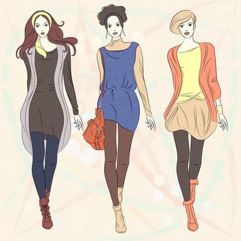 beautiful fashion girls top models vector