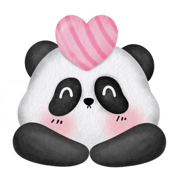 Cute Panda with Hearts Illustration png