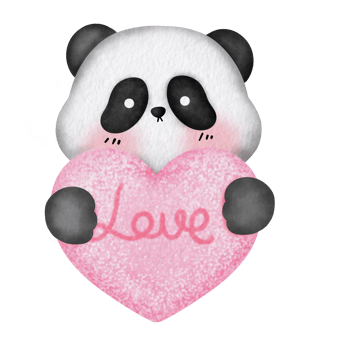 Cute Panda Holding Love Heart Illustration png