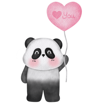 Cute Panda Holding Love Balloon Illustration png